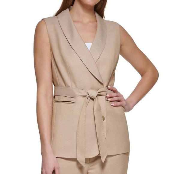 Dkny Jackets & Blazers - DKNY Shawl Collar Sleeveless Tie Waist Button Front Coordinating Vest 16 NWT